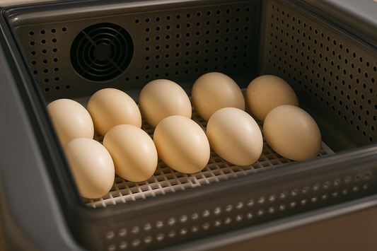 Duck eggs in incubator 