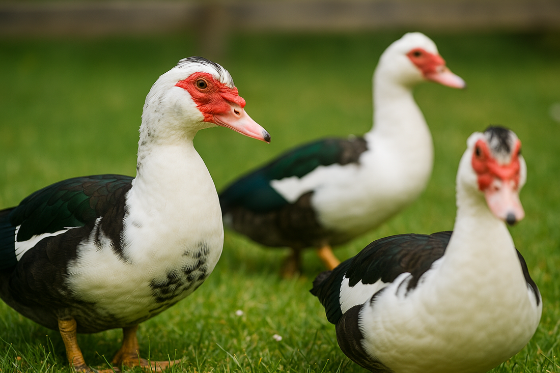 Flock Of Happy Muscovy Ducks 