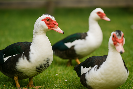 Flock Of Happy Muscovy Ducks 