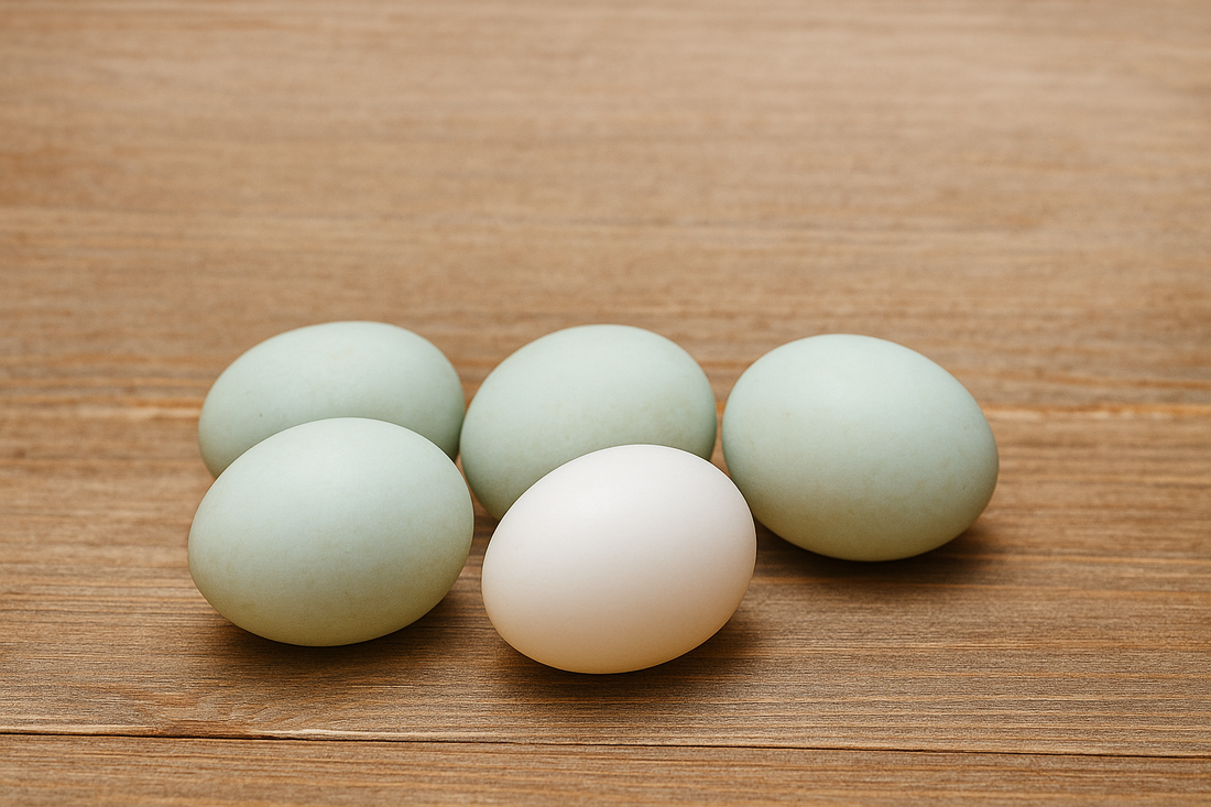 duck eggs on a table