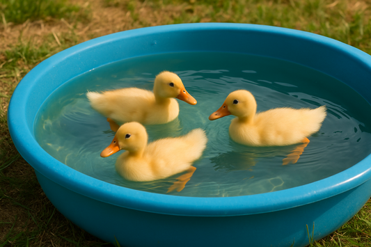 ducklings in a pool
