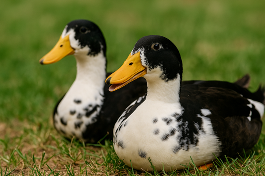 Pair of Ancona ducks 