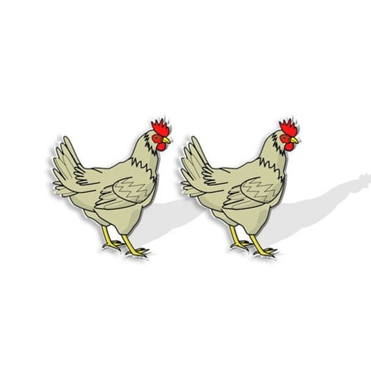 Cock-a-Doodle-Doo Studs: Beige Rooster Chicken Acrylic Earrings - casadechicka