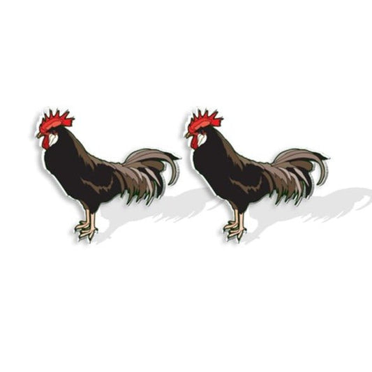 Cock-a-Doodle-Doo Studs: Black Rooster Acrylic Earrings - casadechicka