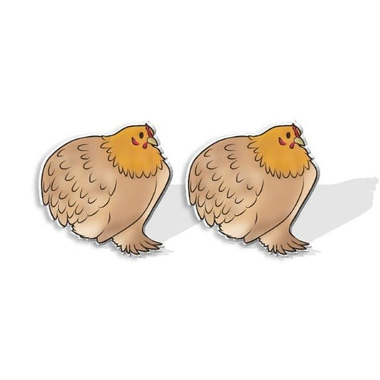 Cock-a-Doodle-Doo Studs: Buff Cochin Rooster Acrylic Earrings - casadechicka