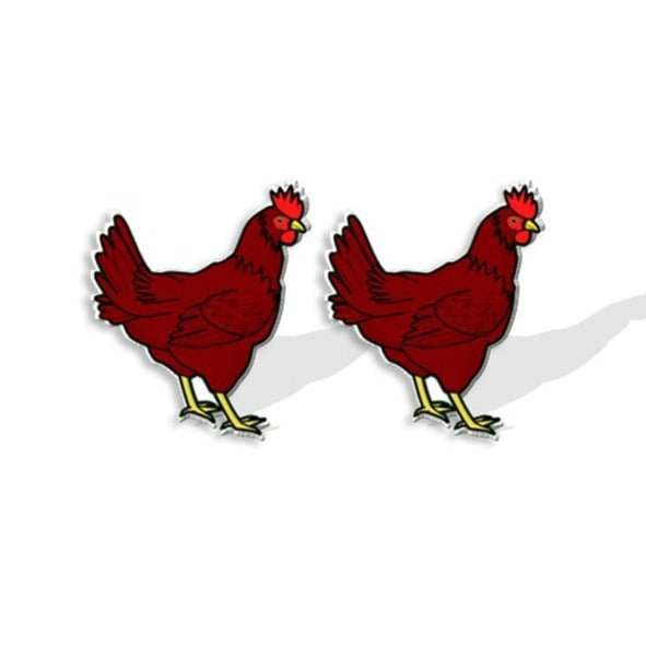 Cock-a-Doodle-Doo Studs: Red Rooster Acrylic Earrings - casadechicka