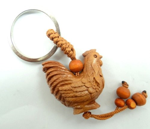 Natural Mahogany Chicken Keychain - casadechicka