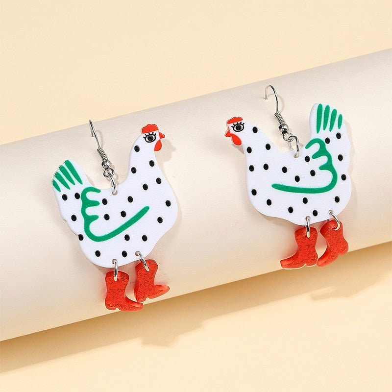 Plucky Charms Acrylic Chicken Earrings - casadechicka