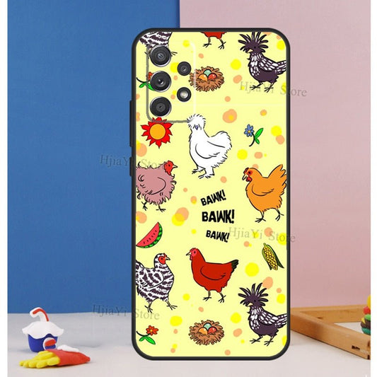 Silkie & Polish Delights: Cartoon Chicken Breed Phone Case (Samsung Galaxy) - casadechicka