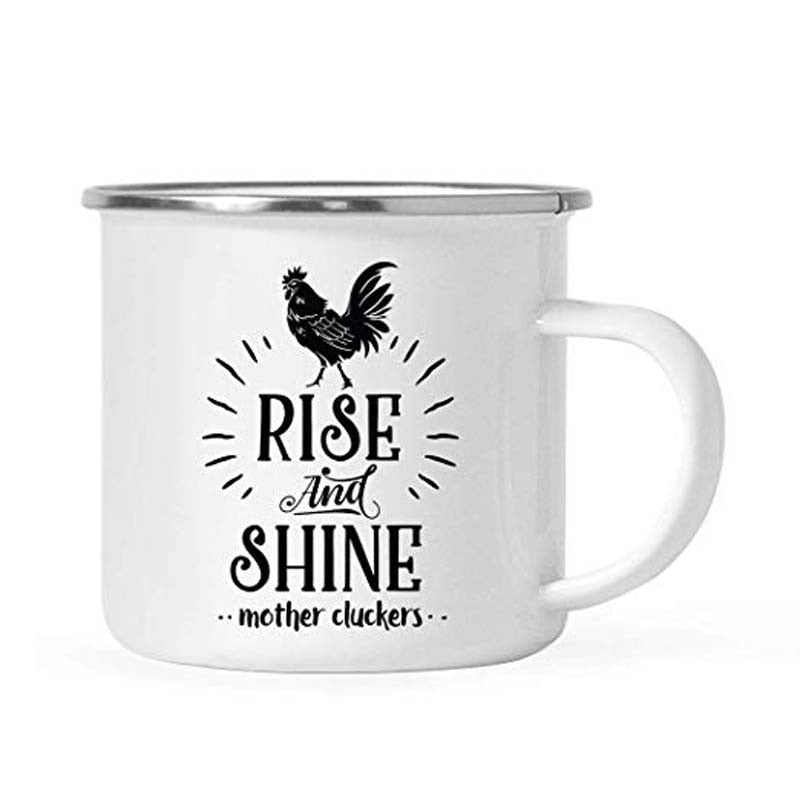 Stainless Steel Chicken Hot Chocolate Campfire Coffee Mug - Rise and Shine Mother Cluckers - casadechicka